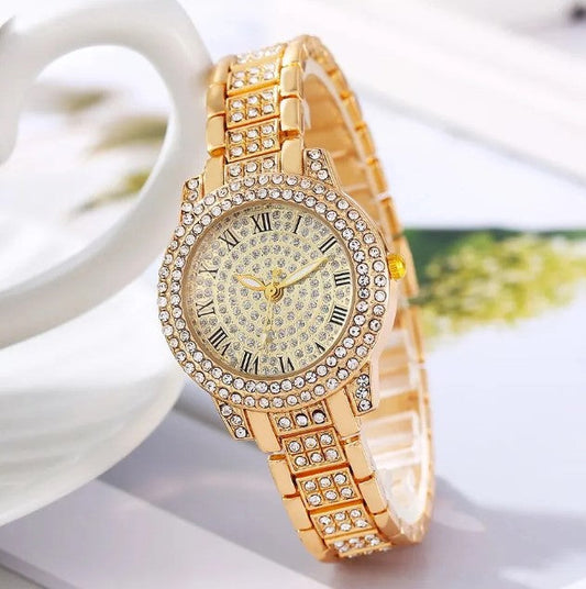 (Nr.12) Iced-Out Uhr in Gold