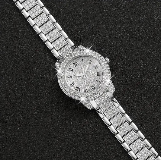 (Nr.60) Iced-Out Uhr in Silber