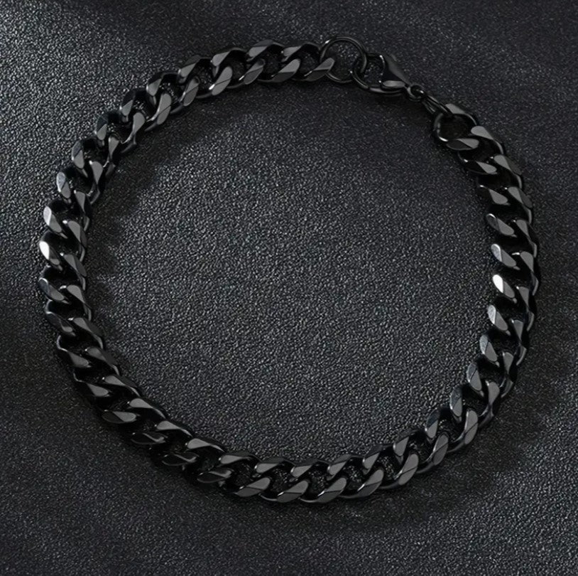 (Nr.43) Schwarzes Edelstahl Armband 20cm